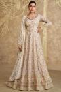 Ivory Georgette Embroidered Anarkali Dress With Dupatta