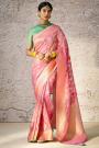 Flamingo Pink Zari Woven Banarasi Silk Saree