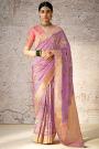 Lilac Zari Woven Banarasi Silk Saree