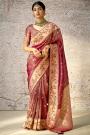 Plum Red Zari Woven Banarasi Silk saree