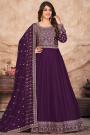 Plum Silk Embroidered Anarkali Dress With Dupatta