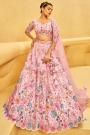 Pink Organza Silk Embroidered Lehenga Set