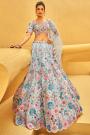 Soft Blue Organza Silk Embroidered Lehenga Set