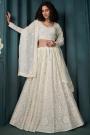 Ivory Georgette Embroidered Lehenga Set