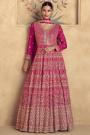 Pink Georgette Embroidered Anarkali Dress With Dupatta