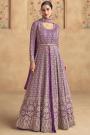 Lavender Georgette Embroidered Anarkali Dress With Dupatta