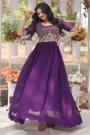 Purple Georgette Embroidered Anarkali Dress