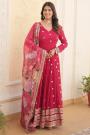 Pink Georgette Embroidered Anarkali Suit