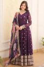 Violet Georgette Embroidered Anarkali Suit