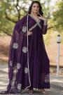 Violet Georgette Embroidered Anarkali Set