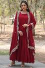 Maroon Georgette Embroidered Anarkali Dress