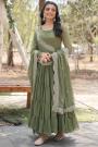 Pastel Green Georgette Embroidered Anarkali Dress