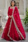 Fuchsia Pink Georgette Embroidered Anarkali Dress