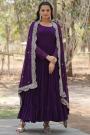 Violet Georgette Embroidered Anarkali Dress