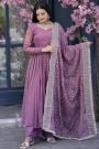 Lavender Silk Embroidered Anarkali Set