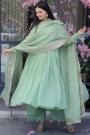 Mint Silk Embroidered Anarkali Set