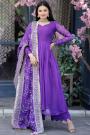 Purple Silk Embroidered Anarkali Set