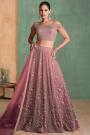 Blush Pink Georgette Embroidered Lehenga Set