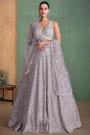 Lilac Silver Georgette Embroidered Lehenga Set