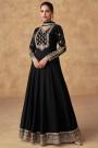 Black Chinon Silk Embroidered Anarkali Dress With Dupatta