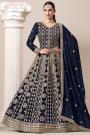 Navy Blue Georgette Embroidered Anarkali Set