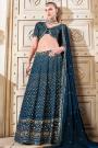 Prussian Blue Georgette Embroidered Lehenga Set