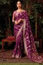 Plum Silk Zari Weaved Banarasi Saree