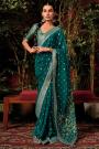 Teal Silk Zari Weaved Banarasi Saree