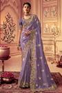 Purple Luxe Fabric Embroidered Saree