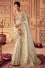 Ivory Luxe Fabric Embroidered Saree