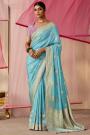 Sky Blue Silk Zari Weaved Saree