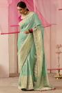 Mint Silk Zari Weaved Saree