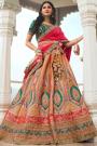 Multicolor Banarasi Silk Zari Weaved & Embroidered Lehenga Set With Belt