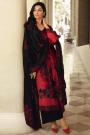 Red & Black Velvet Embroidered & Applique Work Kurta Set With Resham Embroidered Silk Dupatta