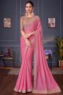 Blush Pink Silk Embroidered Designer Saree