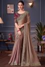 Bronze Maroon Silk Embroidered Designer Saree