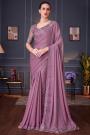 Mauve Silk Embroidered Designer Saree