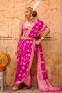 Pink Zari Weaved Georgette Saree