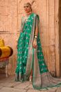 Teal Green Zari Weaved Georgette Saree