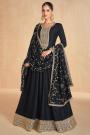 Black Silk Embroidered Anarkali Dress