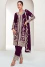 Plum Silk Embroidered Suit Set