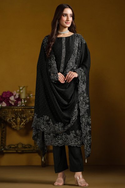 Black Georgette Embroidered Kurta Set