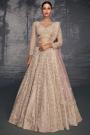 Lilac Pink Net Hand Embroidered Designer Lehenga With Belt