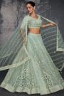 Aqua Net Hand Embroidered Designer Lehenga