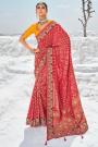 Red Georgette Bandhani & Patola Embroidered & Zari Woven Saree