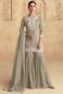 Sage Green Silk Embroidered Sharara Kurta Set