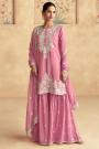 Pink Silk Embroidered Sharara Kurta Set