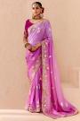 Pink & Purple Ombre Georgette Jacquard & Embroidered Saree