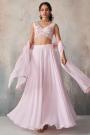 Soft Pink Georgette Embroidered Lehenga Set