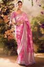 Light Pink Banarasi Silk Zari Woven & Embroidered Saree